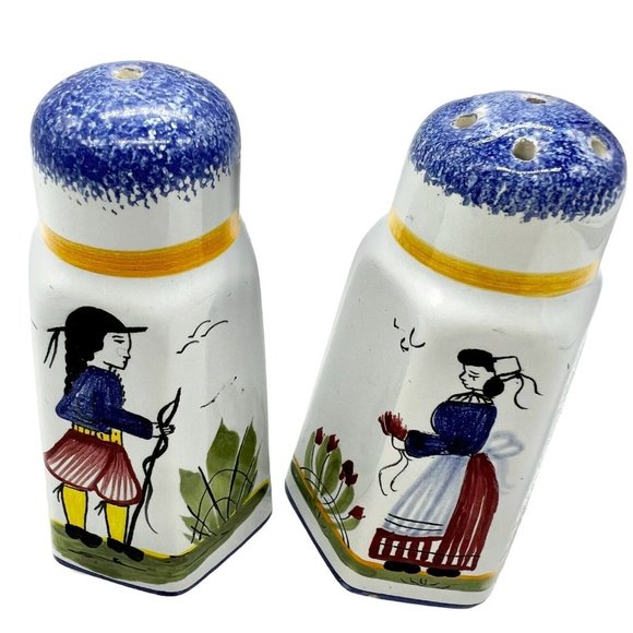 Quimper Dining Henriot Quimper Mistral Blue Salt Pepper Shakers